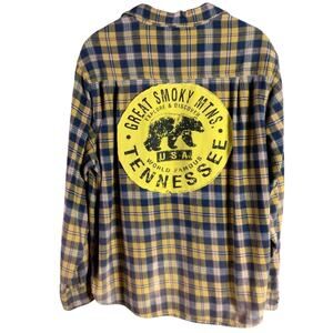 Upcycled Great Smokey Mountains Tennessee flannel reworked 2XL oversized